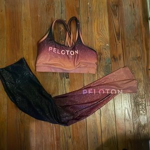 Small Peloton Sunrise Fade Sports Bra and Leggings Set